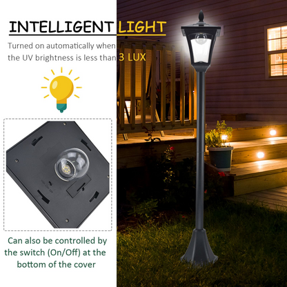 Solar Powered Lamp Post, IP44, 18Lx18Wx160H cm-Black