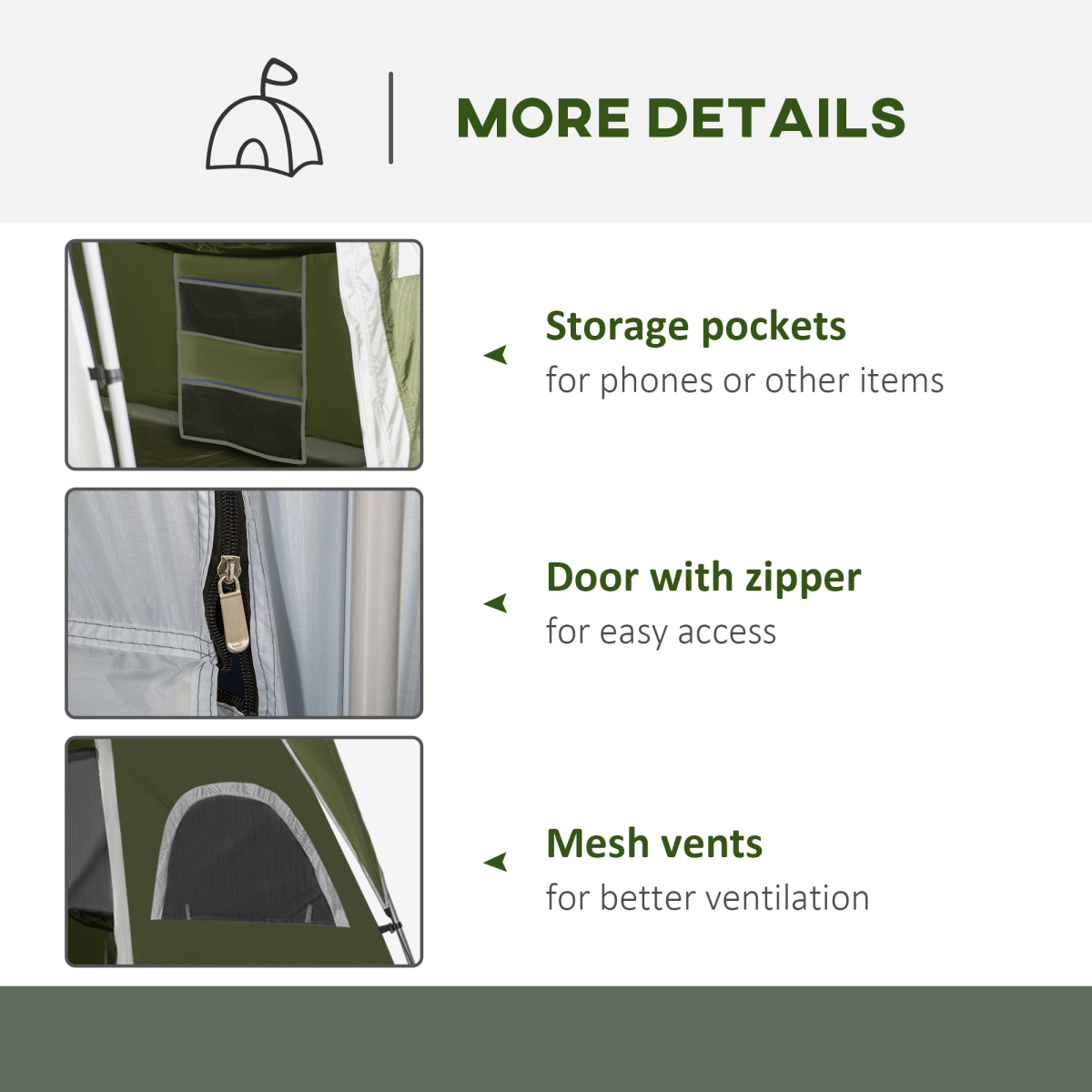 Camping Tent, Family Tent 4-8 Person 2 Room Easy Set Up, Green Outsunny