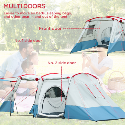 Two-Room Tunnel Tent  Blue 6–8 Person