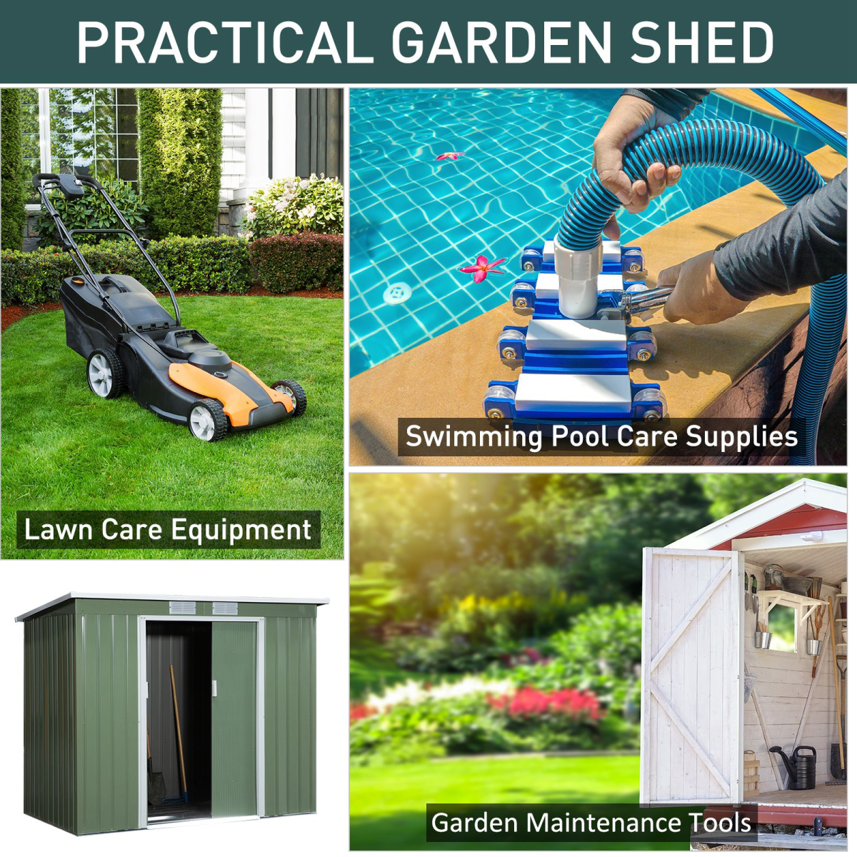 Garden Storage Shed Sloped Roof Outdoor Equipment Tool Storage