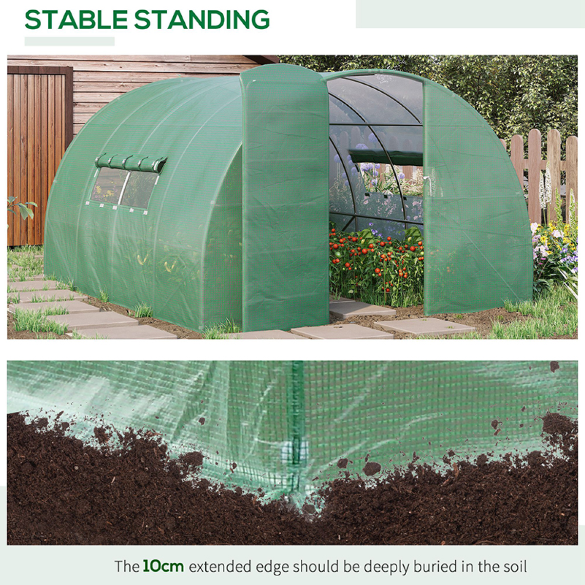 Walk-in Garden Polytunnel Greenhouse Galvanised Steel W/ Door