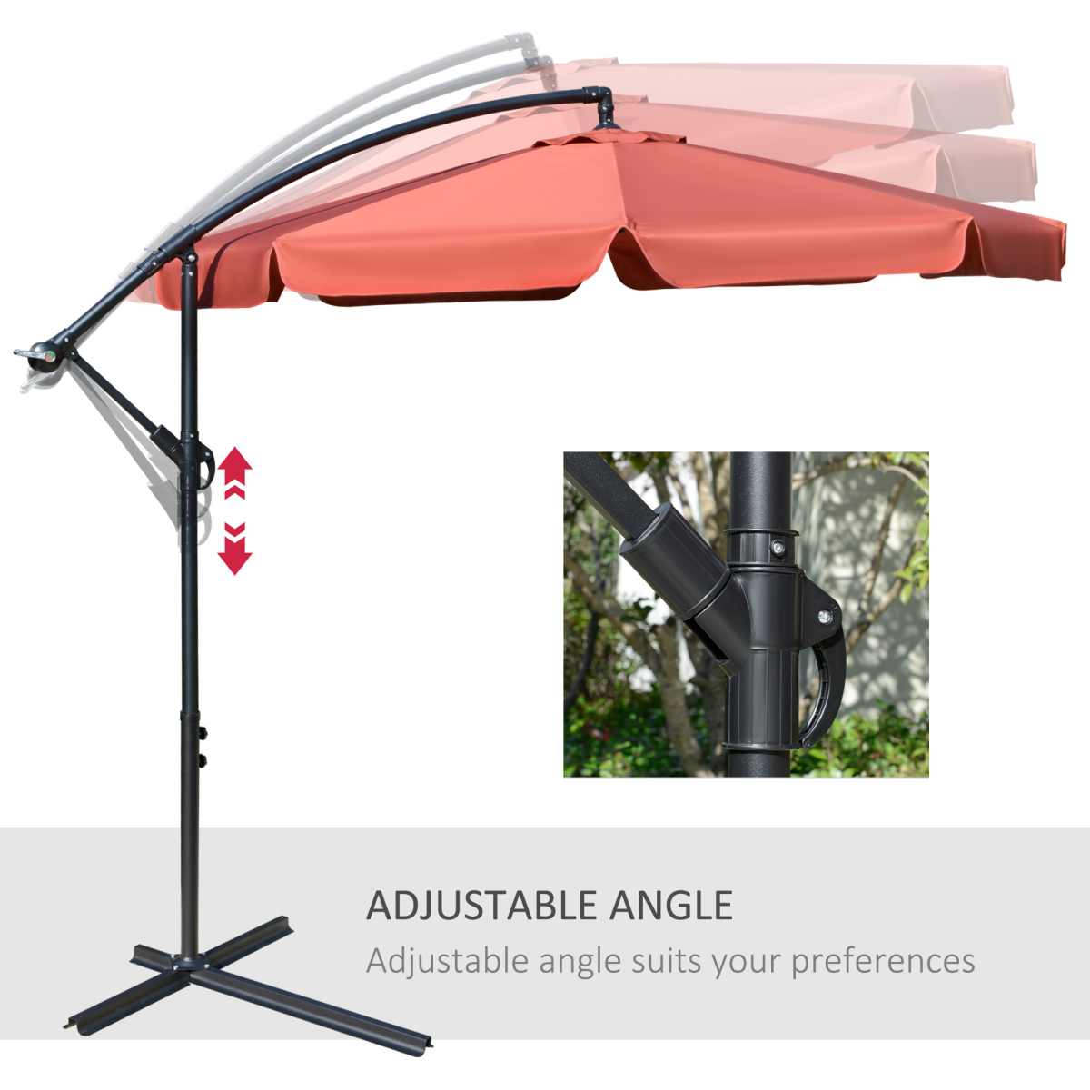 2.7m Banana Parasol Cantilever Crank Handle Wine Red