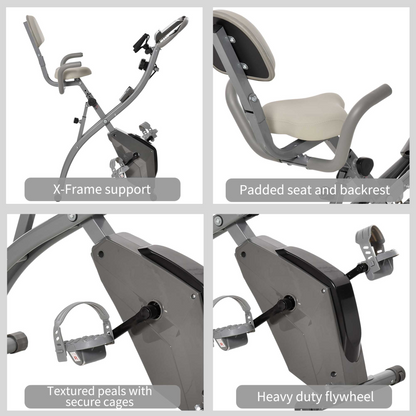 HOMCOM 2-In-1 Upright Exercise Bike 8-Level Adjustable with Pulse Sensor Grey