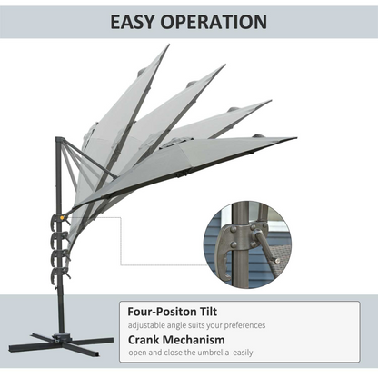 3m Patio Offset Parasol Roma Umbrella Cantilever Dark Grey