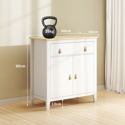Sideboard with Drawer, Adjustable Shelf for Living Room, White