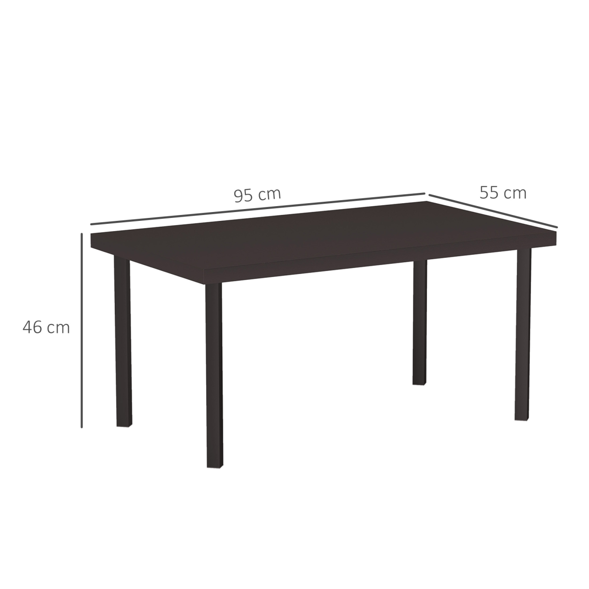 Metal Garden Coffee Table with Woodgrain Tabletop, Brown