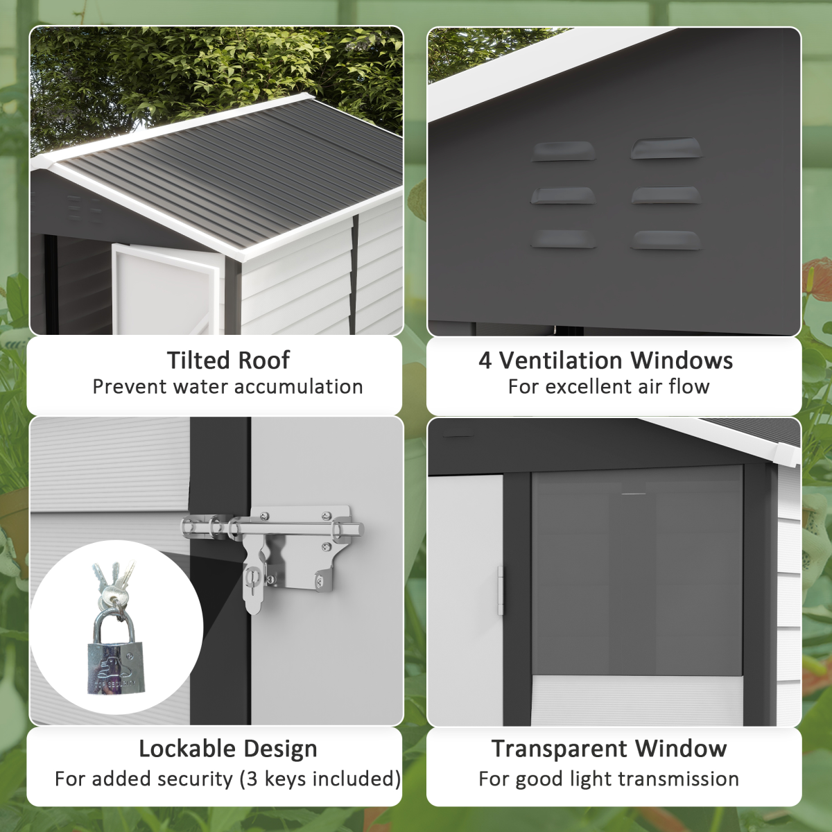 Galvanised Metal Garden Shed Tool Storage Shed for Patio Grey 9'x6'