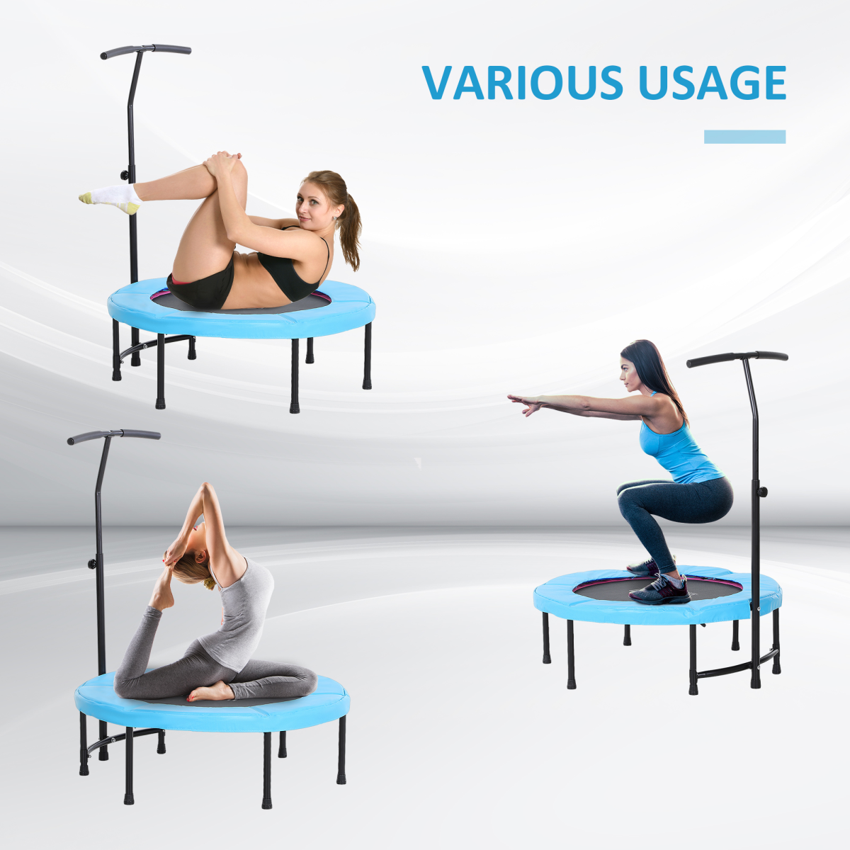 40'' Kids Mini Trampoline, Adult Rebounder Jumper w/ Handle Fitness