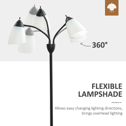 Arc Tree Floor Lamp 3 Adjustable Rotating Lights, with Steel Frame, 155cm, Black