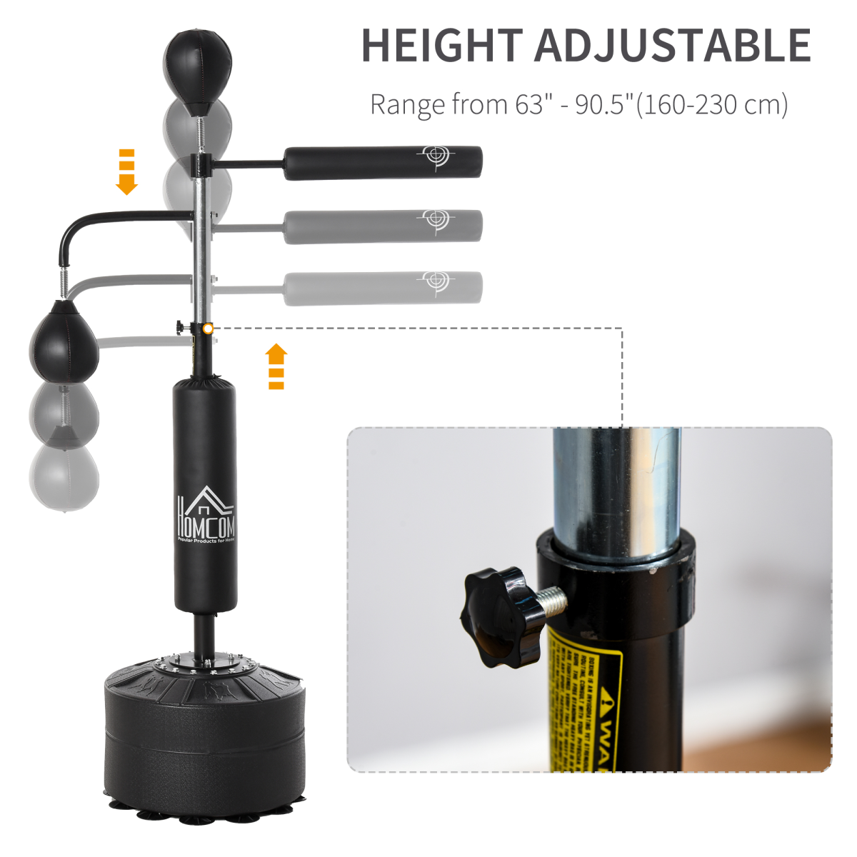 3-in-1 Punching Bag with Stand with 2 Speedballs, 360 Relax Bar HOMCOM