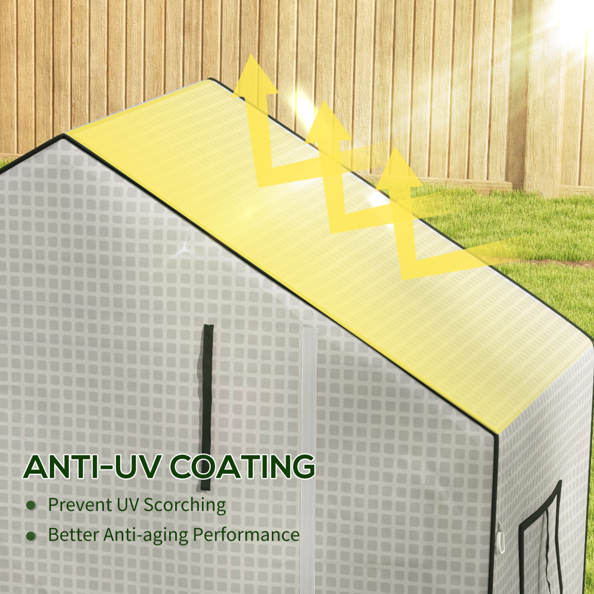 PE Greenhouse Cover Replacement with Door and Mesh Windows, White