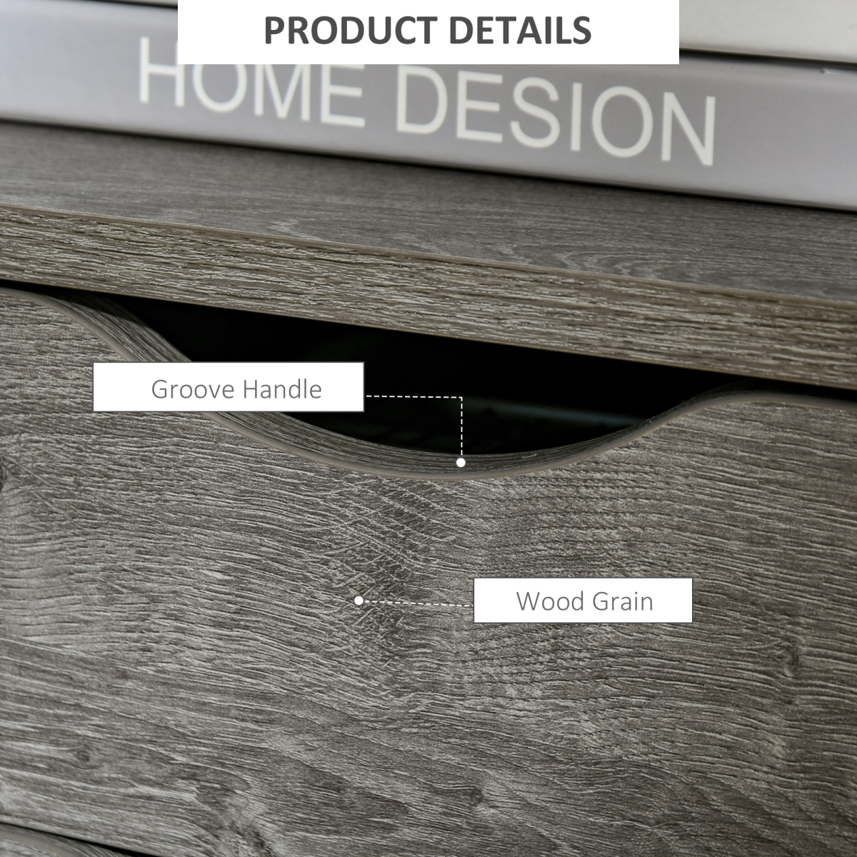 End Table Bedside Desk Slim Storage Cabinet with Shelf Grey