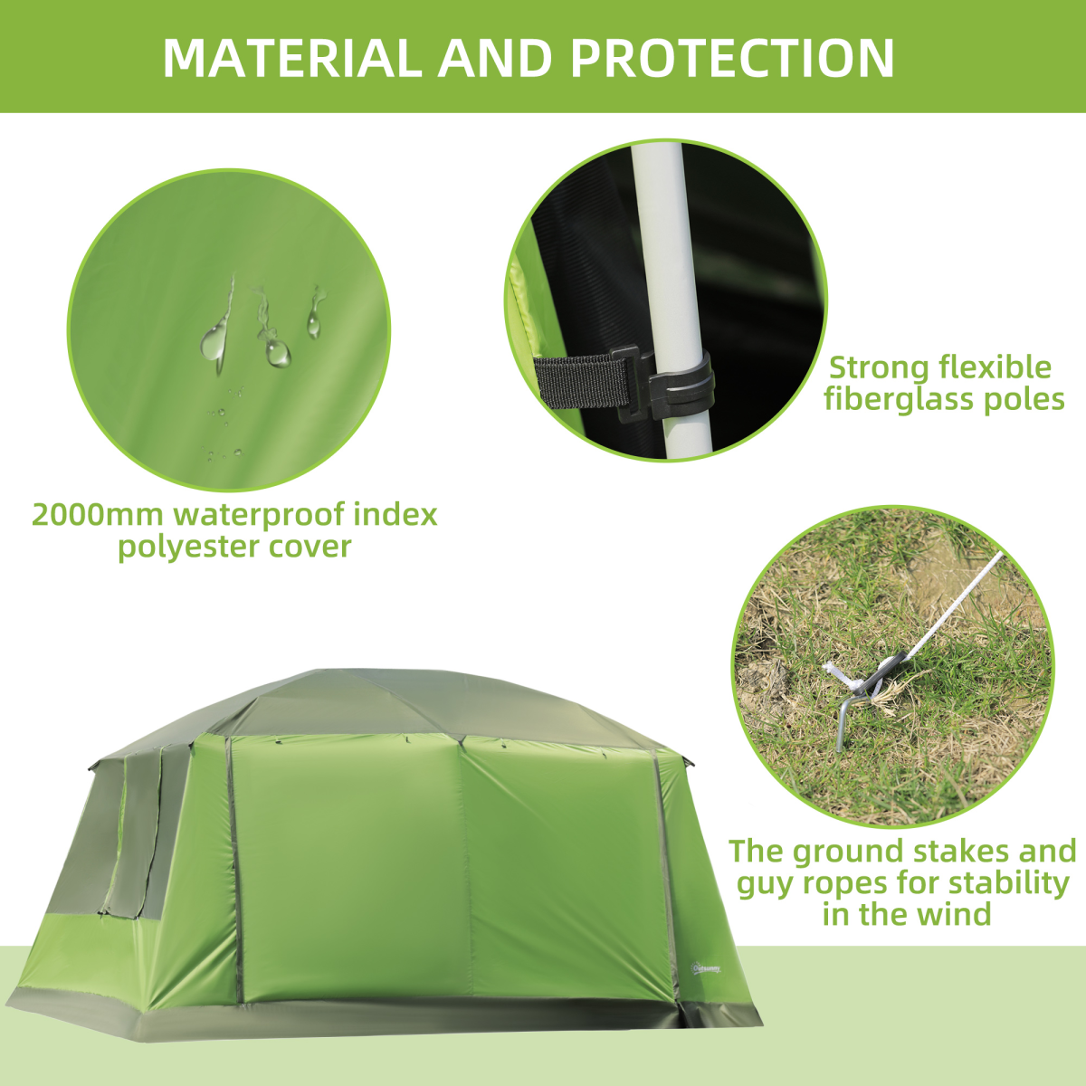 Two Room Dome Tent Camping Shelter w/ Porch and Portable Carry Bag