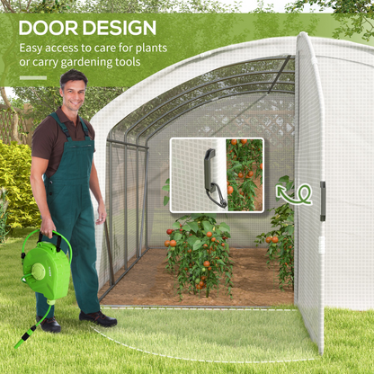 4 x 3 x 2m Polytunnel Greenhouse with Door, UV-resistant PE Cover