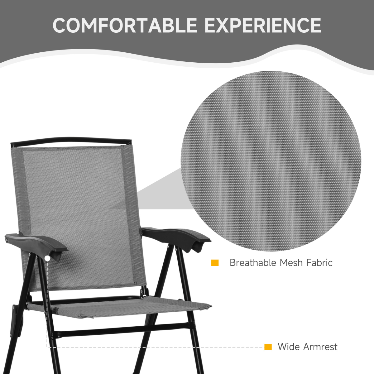 Patio Bistro Set Folding Chairs Garden Coffee Table for Balcony Grey