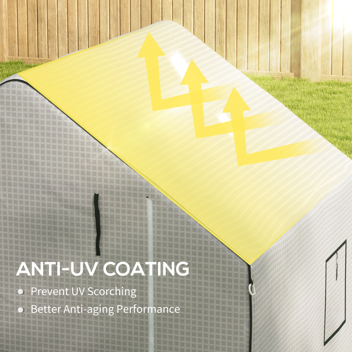 Walk-in Greenhouse Cover Replacement with Door and Mesh Windows, White