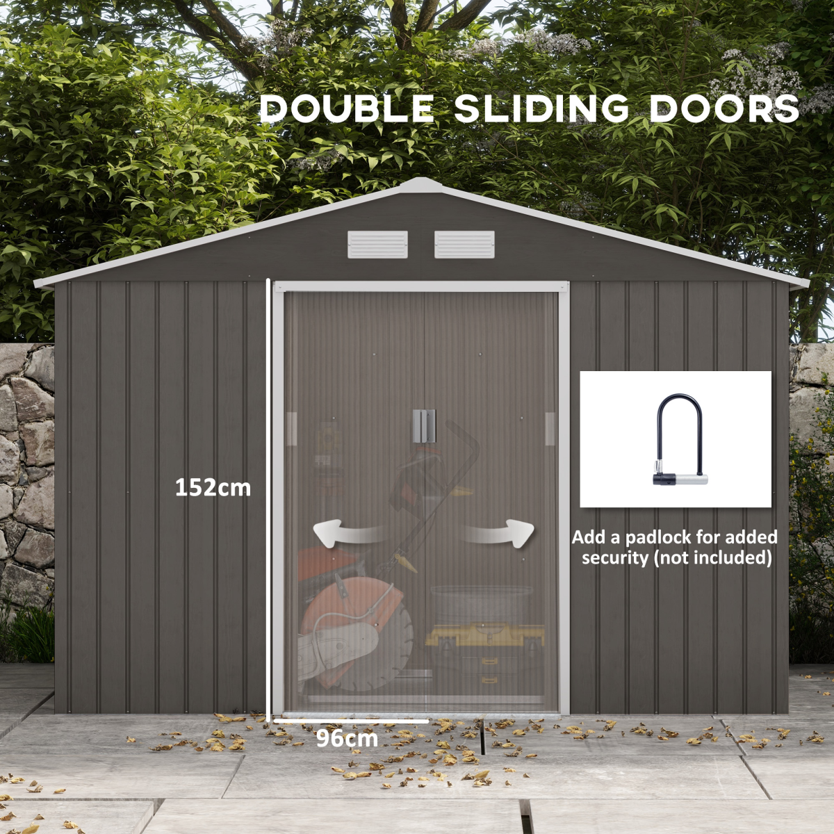 Foundation Ventilation Steel Outdoor Garden Shed Grey
