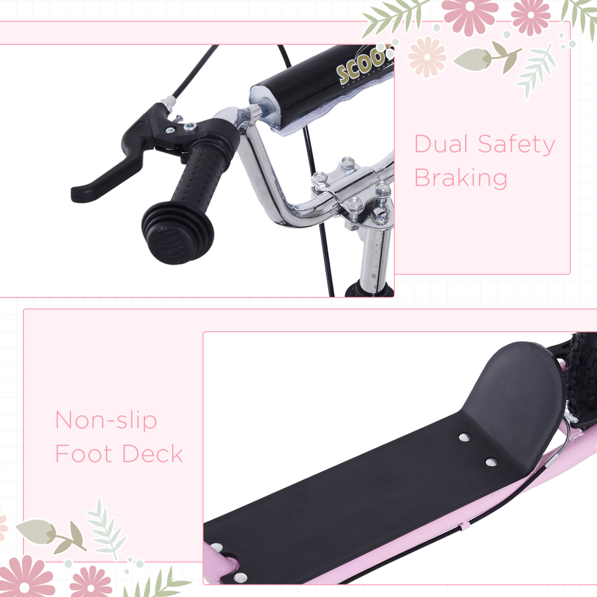 Teen Scooter Children Stunt Scooter 16" Tyres Adjustable Height, Pink