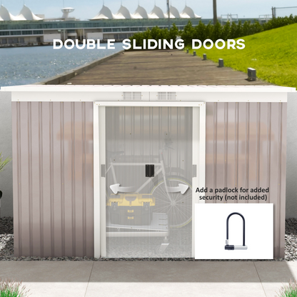 9 x 4ft Metal Garden Storage Shed Light Grey
