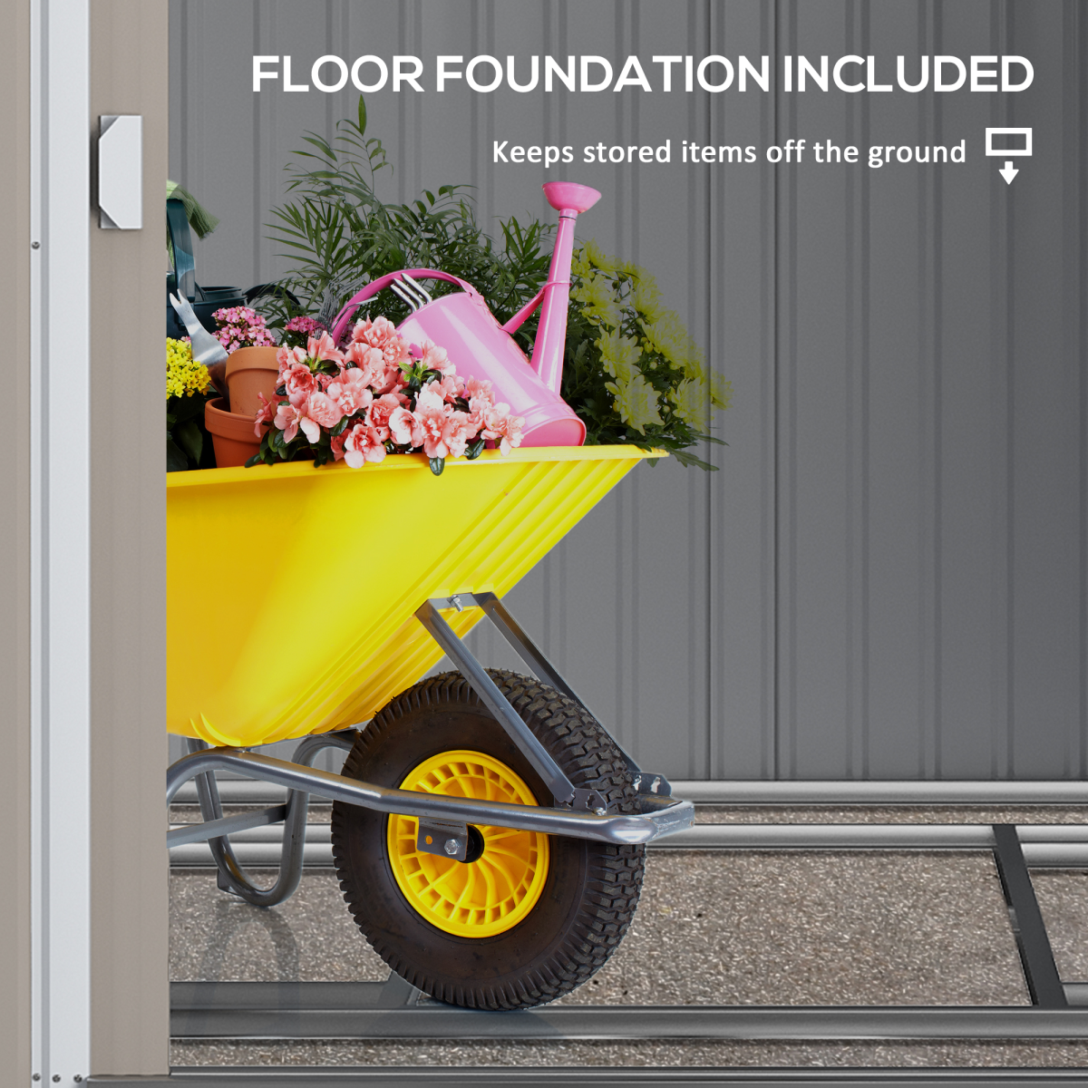 5 x 7FT Garden Shed with Foundation Lean to Metal Tool Shed White