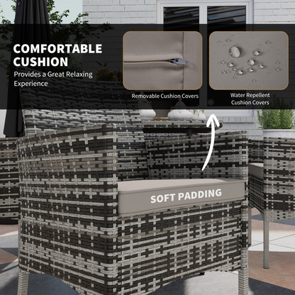 Rattan Garden Furniture Set Grey 4 Seater
