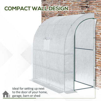 6.5 x 3.5ft Lean To Walk In Greenhouse White