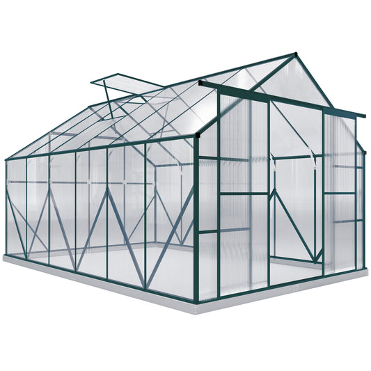 8x12ft Polycarbonate Walk-in Greenhouse Outdoor Double Sliding Door