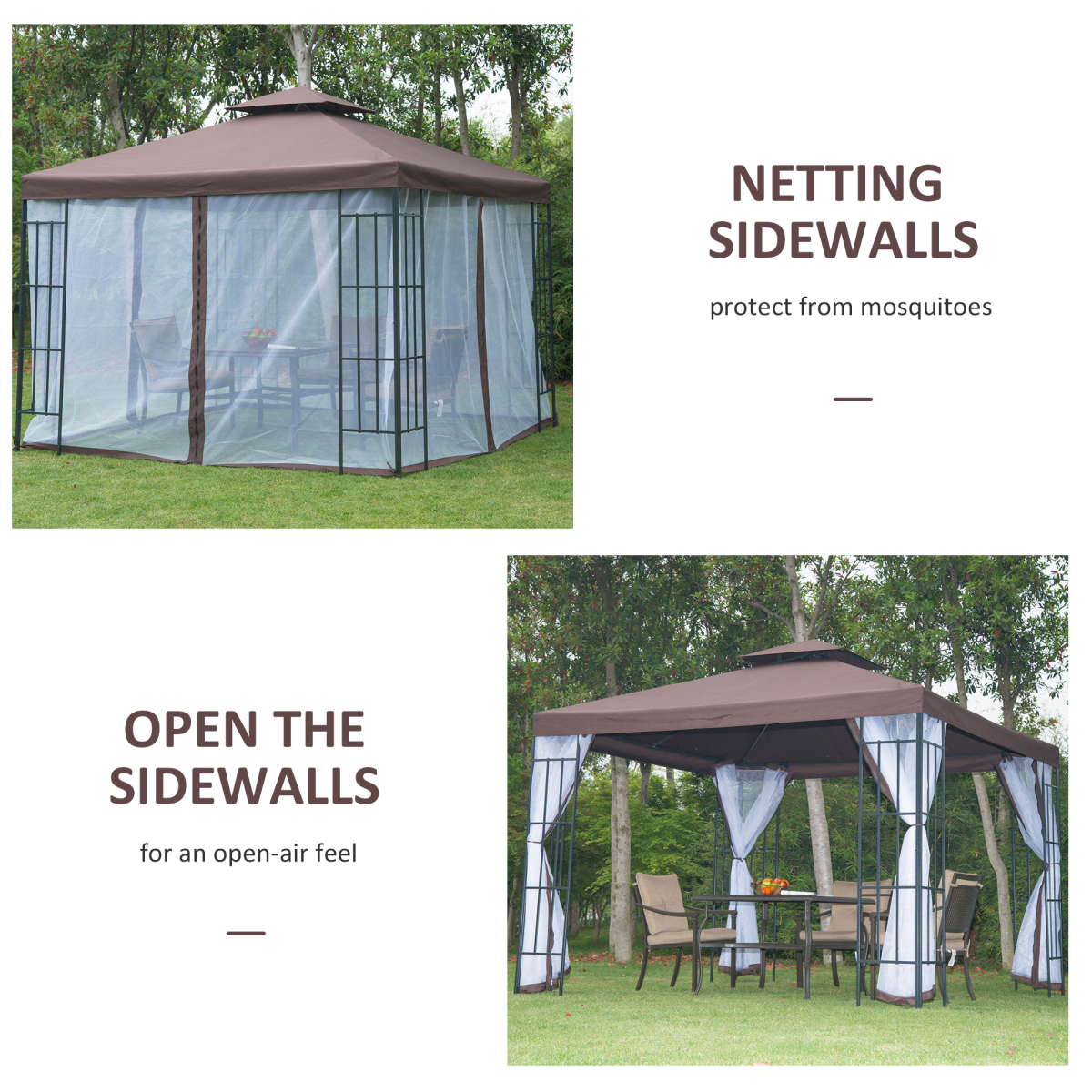 3x3m Gazebo Marquee Metal Party Tent Canopy Pavillion  Steel Frame
