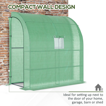 6.5 x 3.5ft Lean To Walk In Greenhouse Green