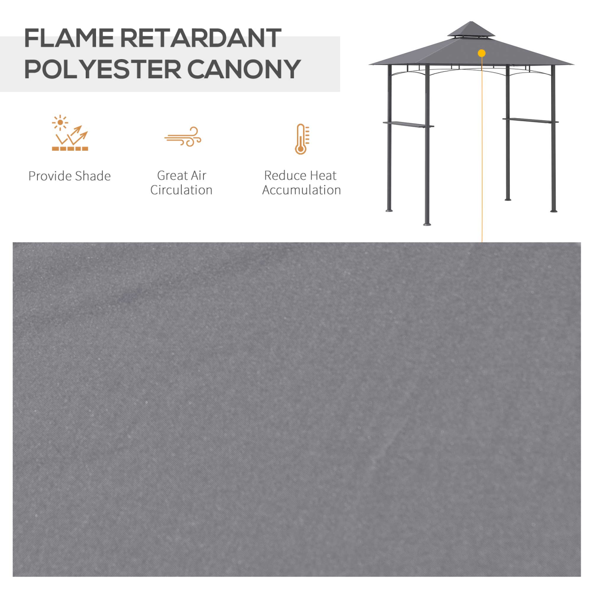 Double-Tier BBQ Gazebo Grill Canopy Barbecue Grey 2.5M 8ft