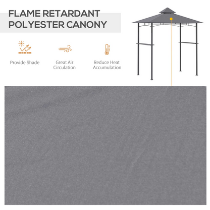 Double-Tier BBQ Gazebo Grill Canopy Barbecue Grey 2.5M 8ft