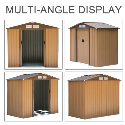 9 x 6 ft Khaki Metal Garden Storage Shed