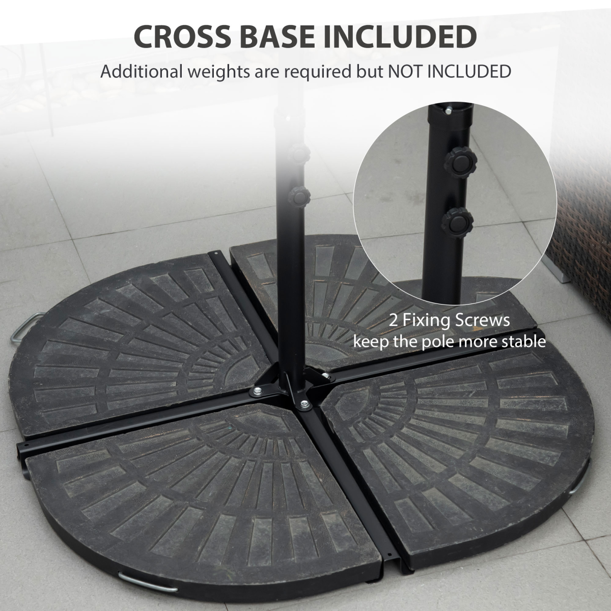 2.5M Garden Cantilever Parasol W/ 360 Rotation and Cross Base, Beige