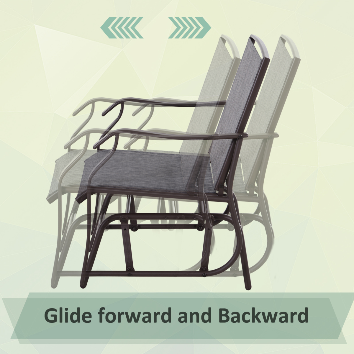 Steel Frame Set-of-2 Glider Rocking Chair w/ Table Set Grey