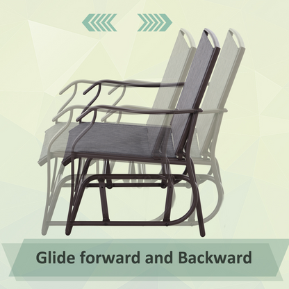 Steel Frame Set-of-2 Glider Rocking Chair w/ Table Set Grey
