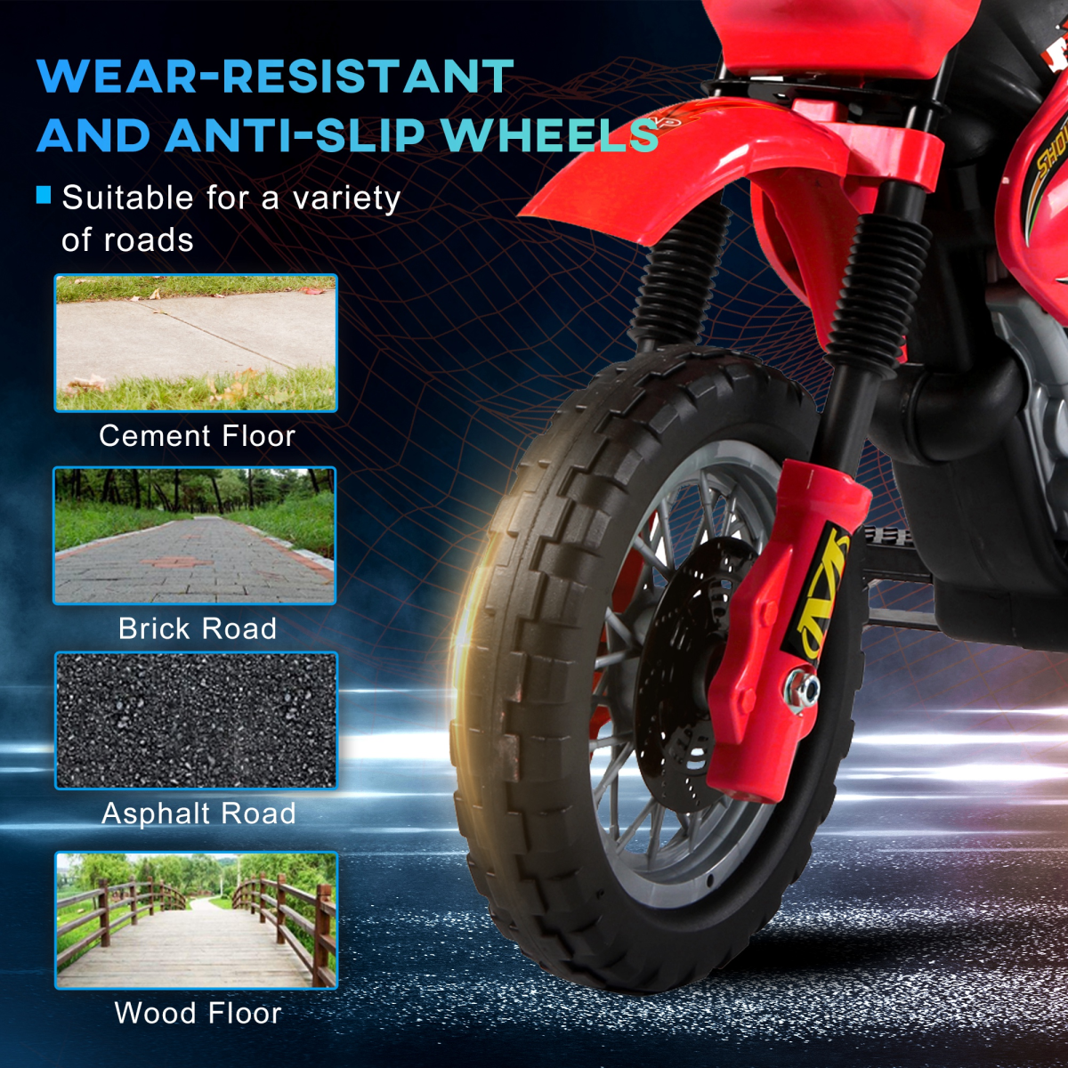 Kids Electric Motorbike Motorcycle Ride On for 3-6 Years Red 6V