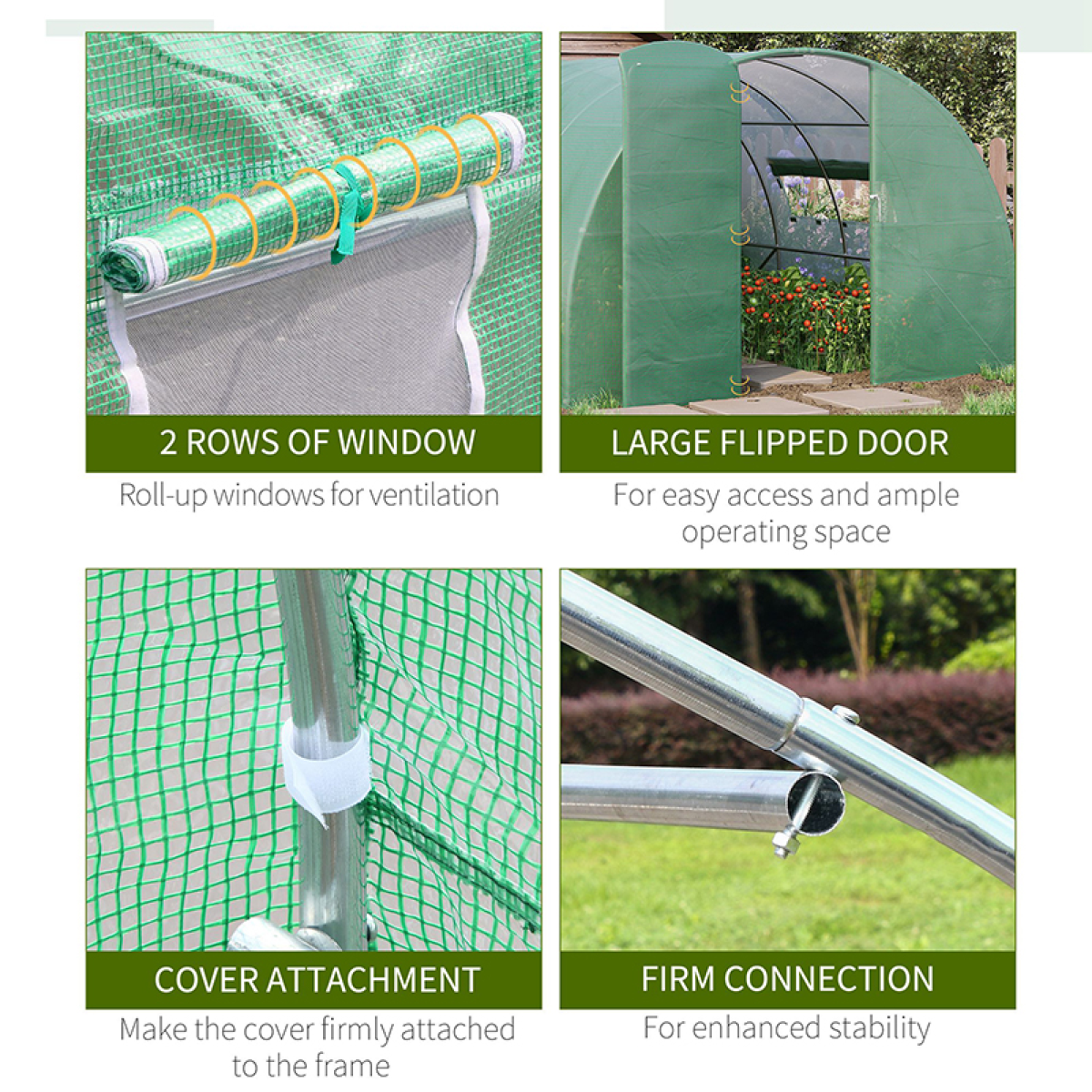 Walk-in Garden Polytunnel Greenhouse Galvanised Steel W/ Door