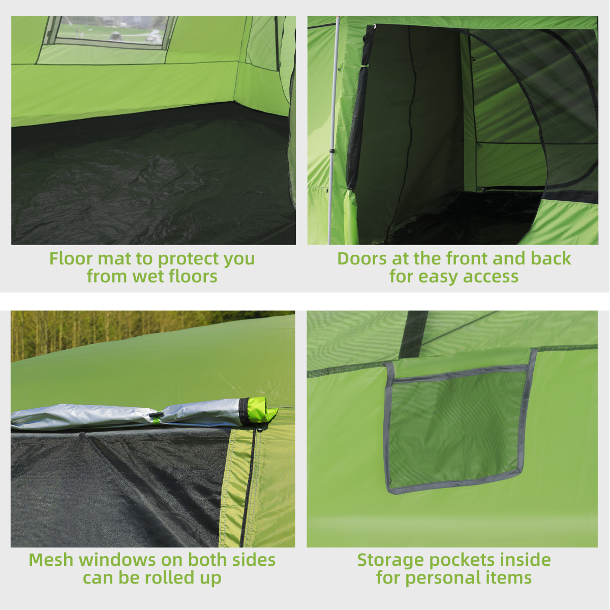 Two Room Dome Tent Camping Shelter w/ Porch and Portable Carry Bag