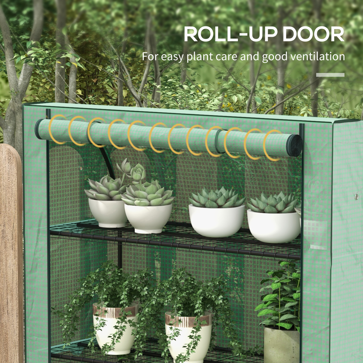 Mini Green House with 4 Tier Shelves, 170H x 120W x 50Dcm, Green
