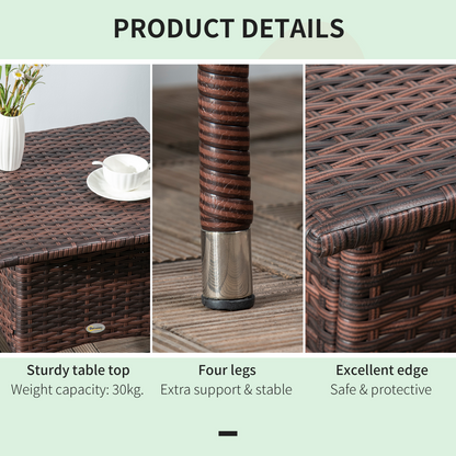 PE Rattan Outdoor Coffee Table, Easy Match Rattan Side Table, Brown