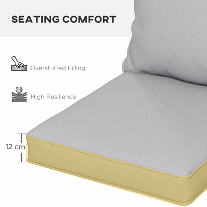 One-piece Outdoor Back and Seat Cushion for Garden, Light Grey