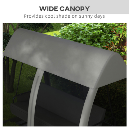 Garden Swing Chair Patio Hammock 3 Seater Bench Canopy Lounger Grey