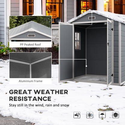 6 x 4.5ft Plastic Garden Storage Shed Grey