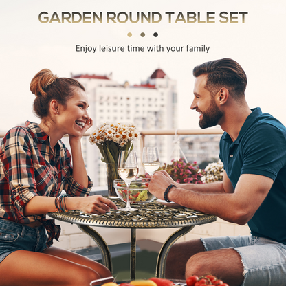 3-Piece Cast Aluminium Garden Bistro Set with Parasol Hole