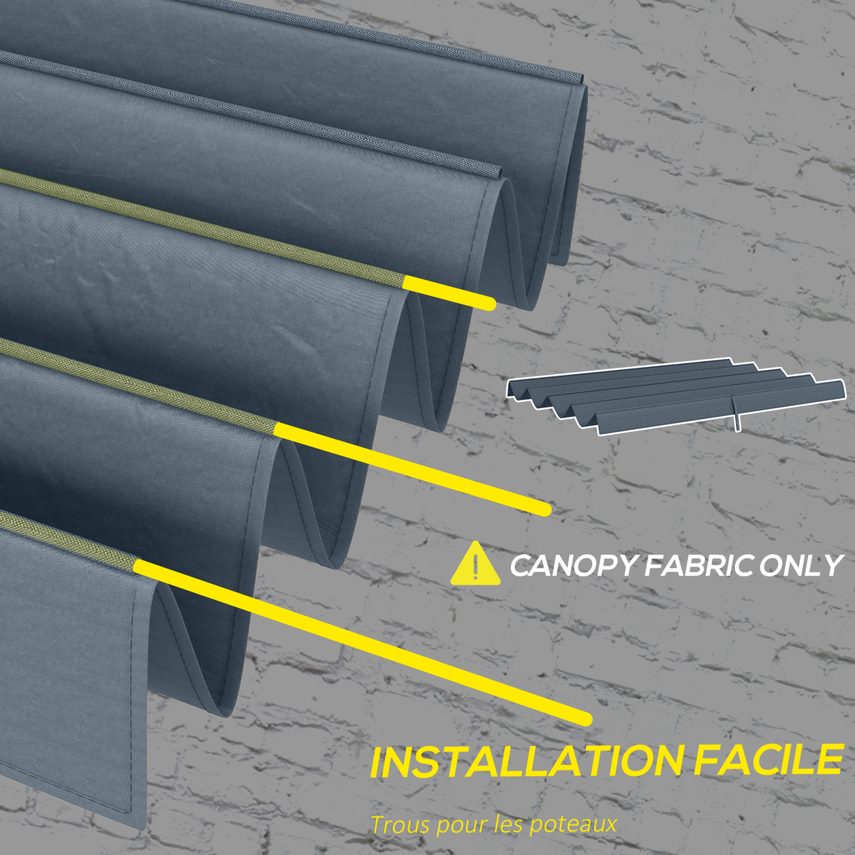 Pergola Sun Shade Cover Roof Replacement for 3 x 2.15m Pergola, Grey