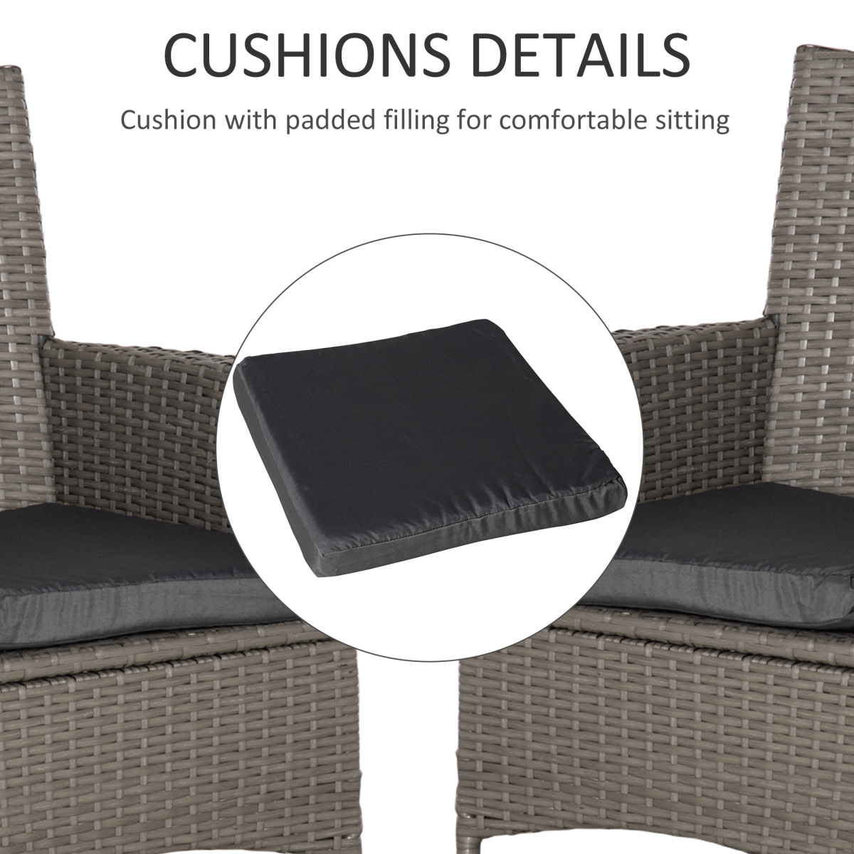 4PC Outdoor Rattan Armchair Wicker Dining Chair Set for Garden Grey
