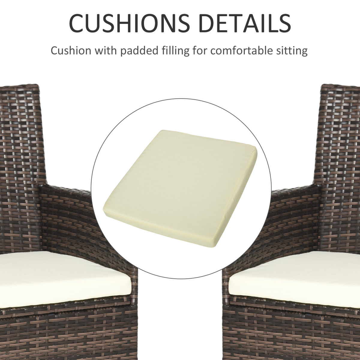 4 PC Outdoor Rattan Armchair Wicker Dining Chair Set for Garden Brown