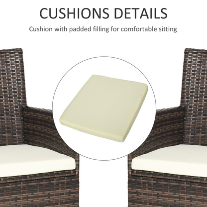 4 PC Outdoor Rattan Armchair Wicker Dining Chair Set for Garden Brown