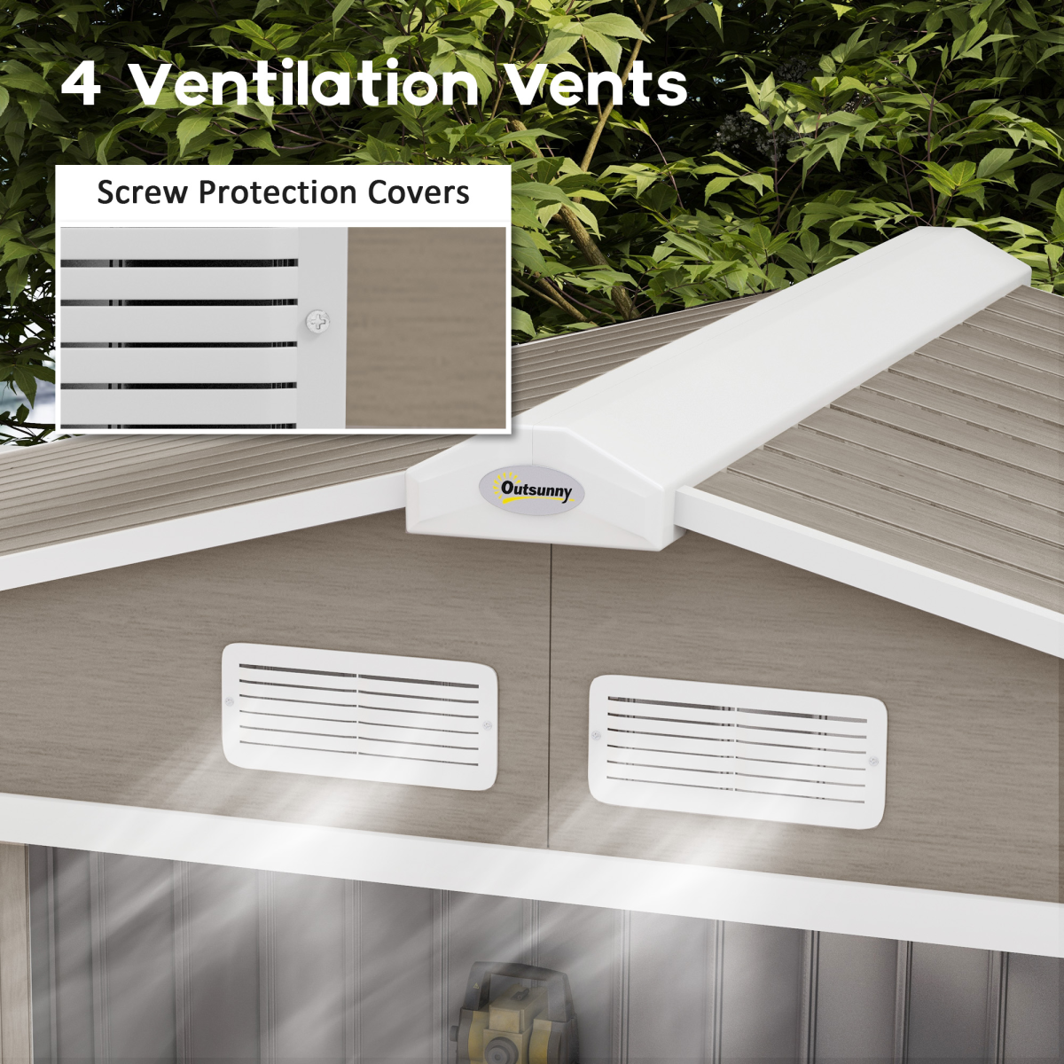 Garden Shed Storage Unit with Locking Door Floor Foundation Vent Brown
