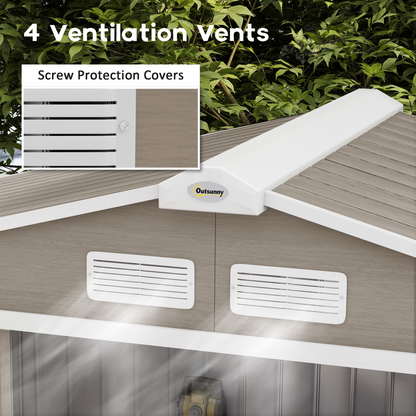 7 x 4ft Metal Garden Storage Shed Light Brown